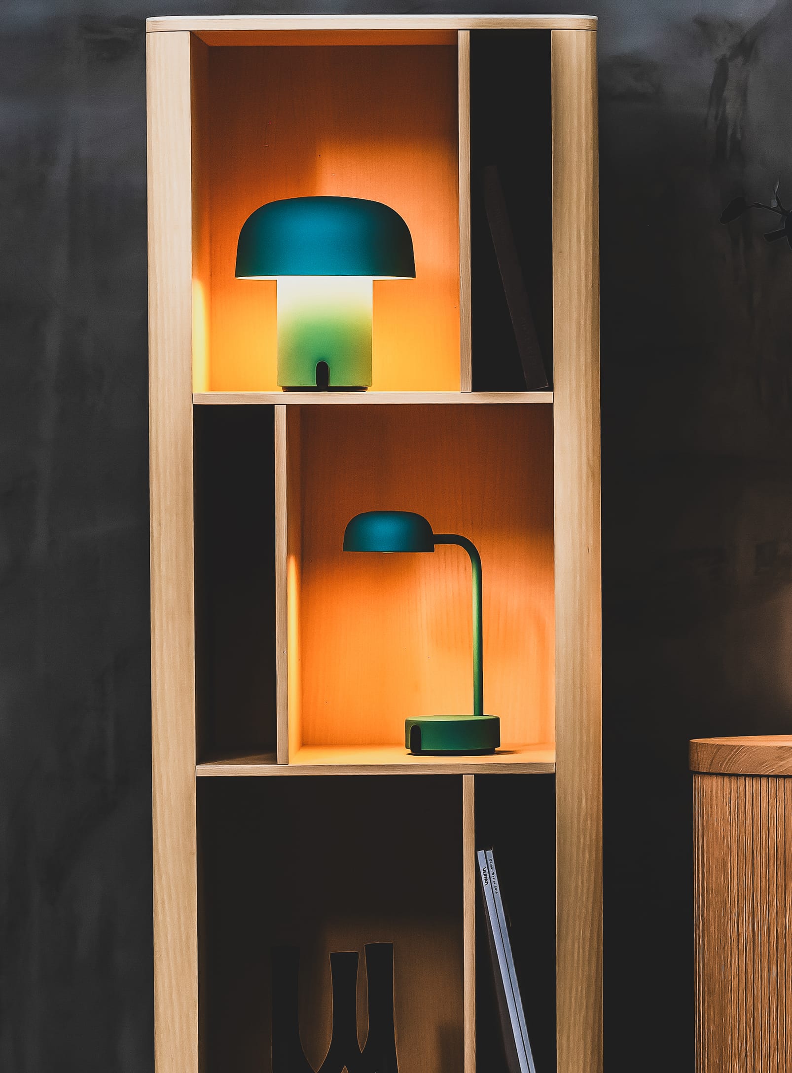 Elegant and functional, the Fokus Smoky Teal LED table lamp offers adjustable lighting for study, work, or relaxation.