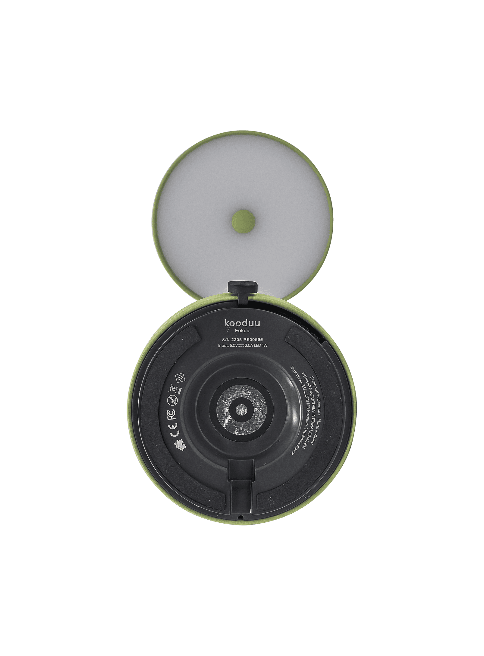 Kooduu Fokus Moss – sleek LED table lamp with warm 2700K light, designed for modern Canadian homes and workspaces.