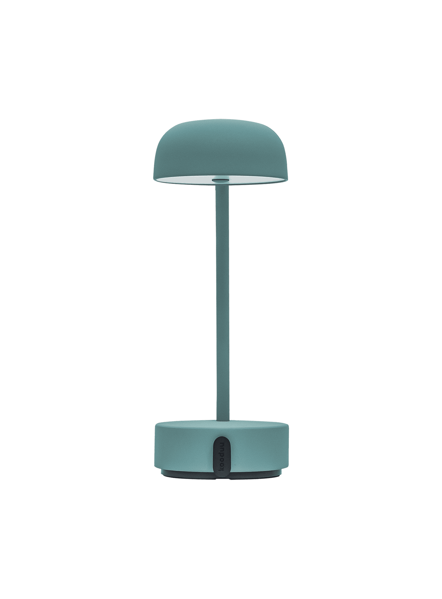 Rechargeable Fokus Smoky Teal LED lamp by Kooduu, providing warm 2700K light and a contemporary design for Canadian homes.