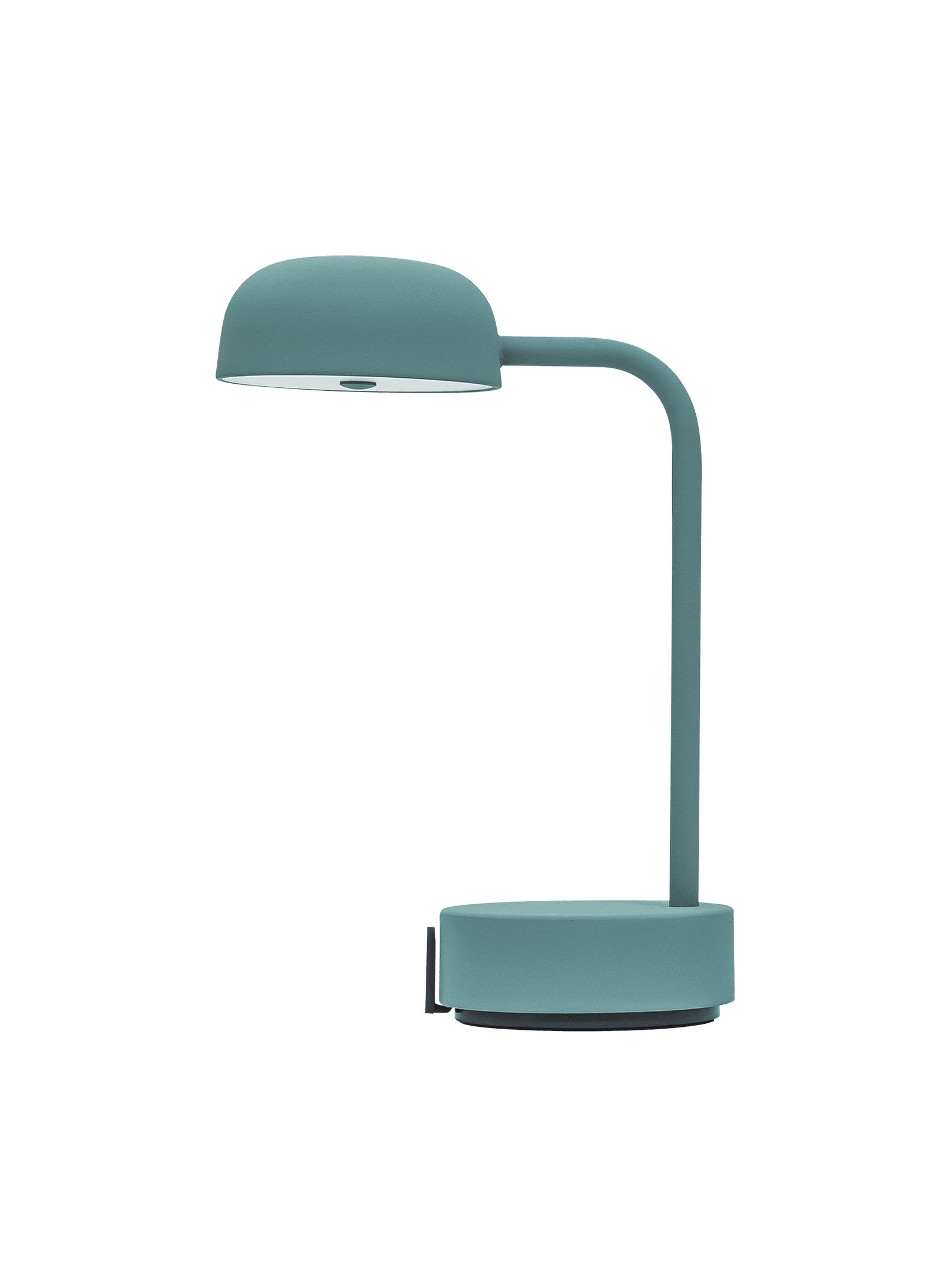 Sophisticated and versatile, the Fokus Smoky Teal LED table lamp by Kooduu adapts to any lighting need with dimming capability.