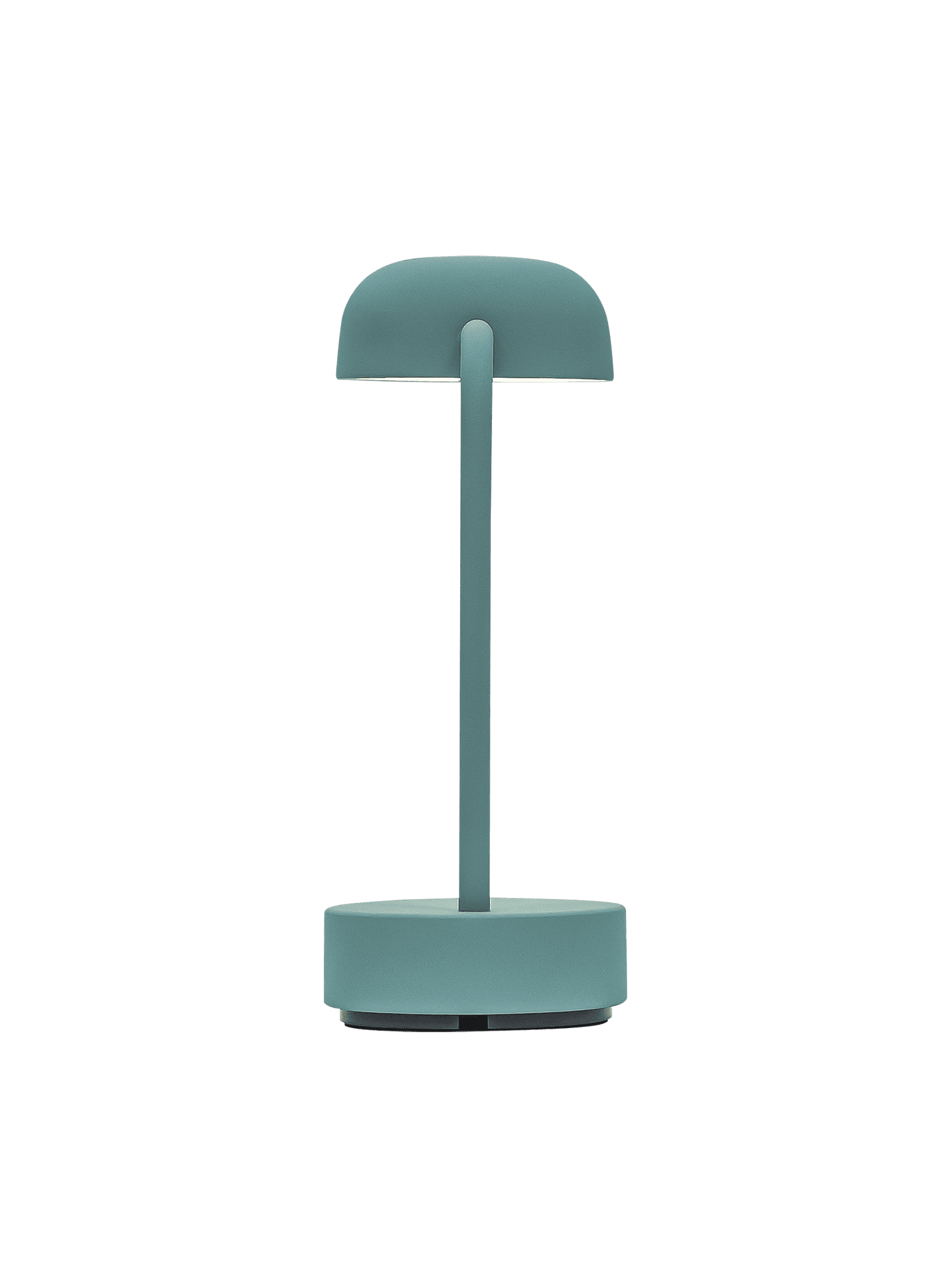 Kooduu Fokus Smoky Teal – sleek LED table lamp with a USB charging dock and long-lasting battery for modern Canadian homes.