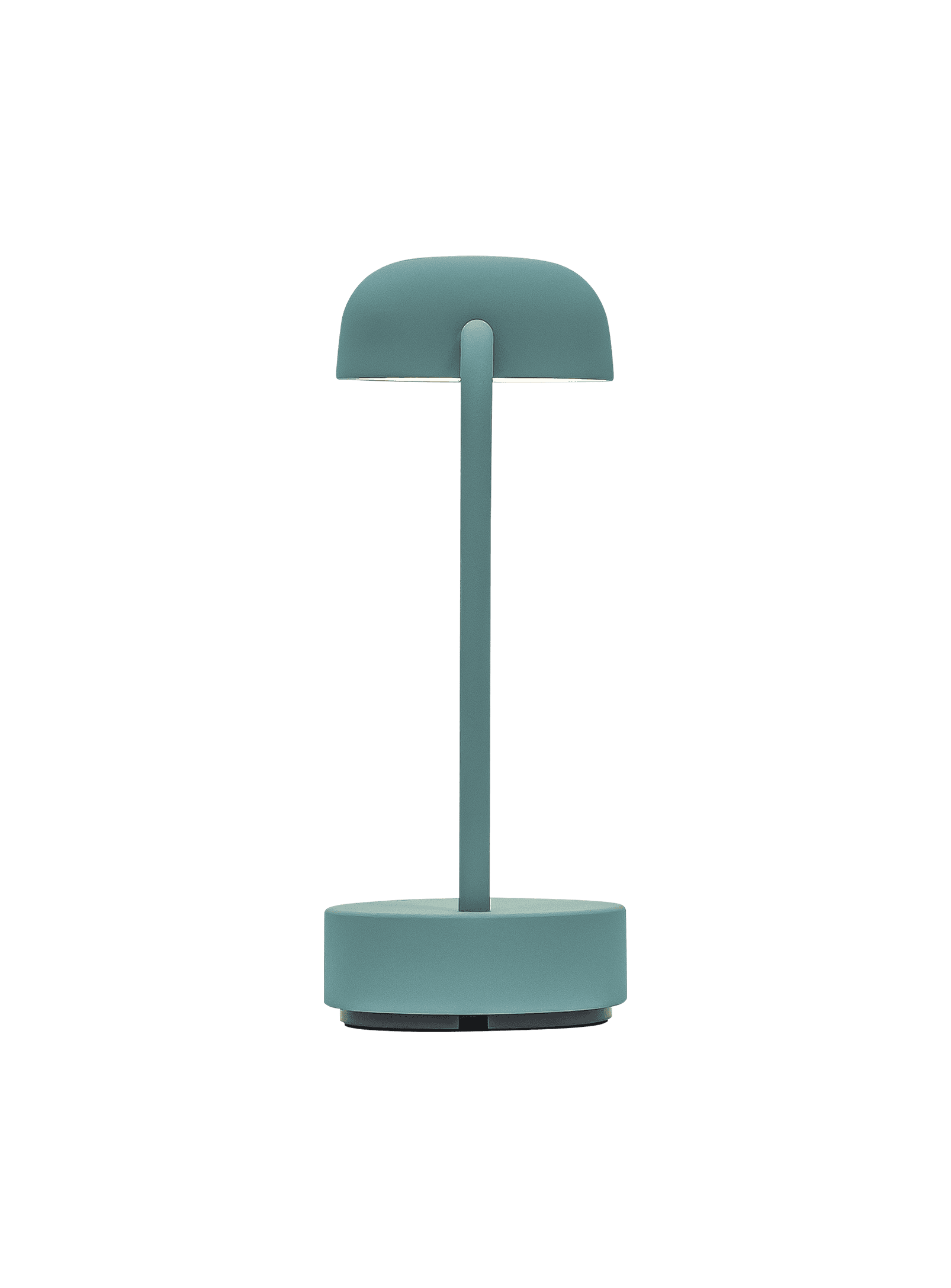 Kooduu Fokus Smoky Teal – sleek LED table lamp with a USB charging dock and long-lasting battery for modern Canadian homes.