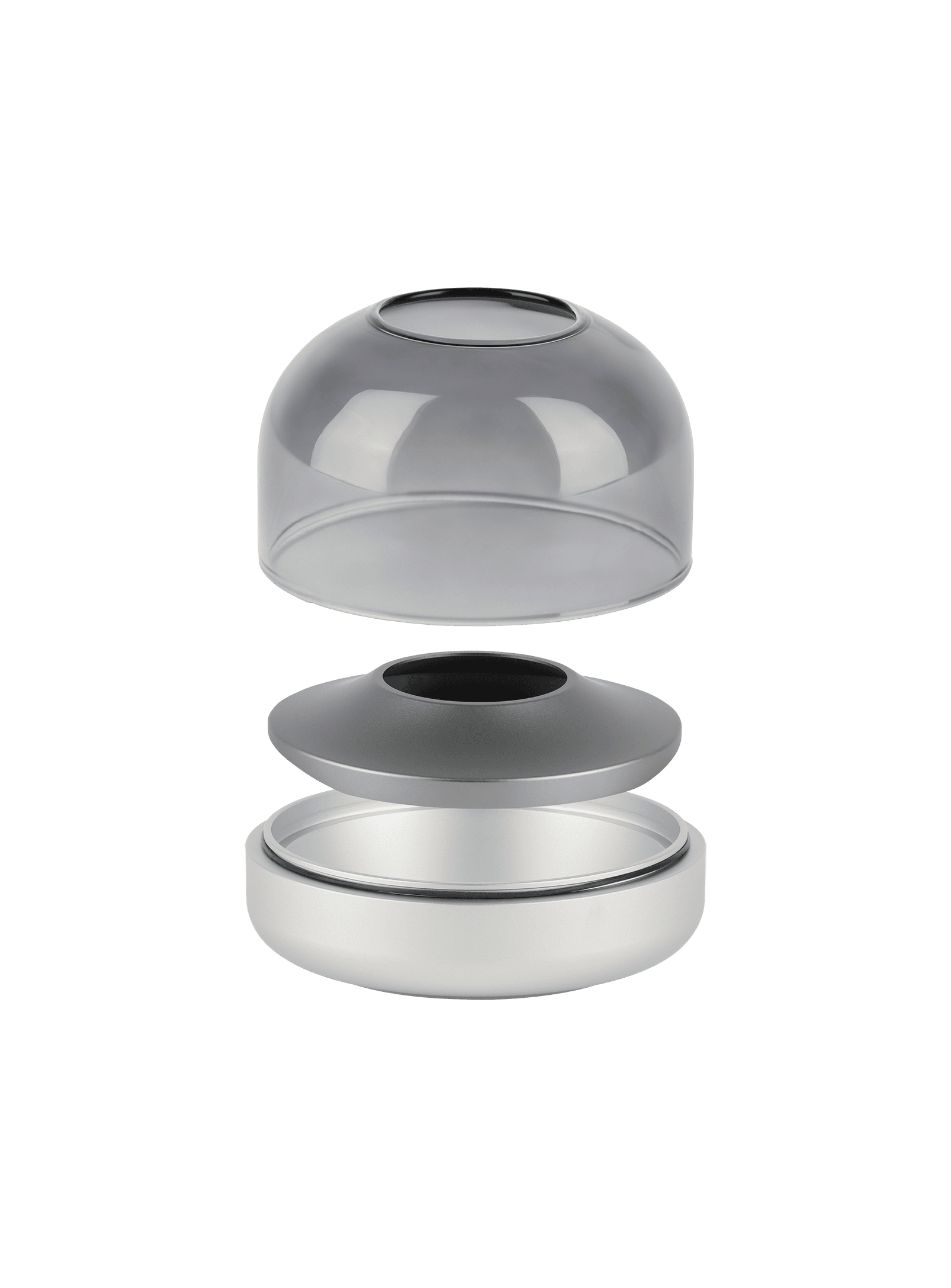 Kooduu Glow 08 Frosted Silver – elegant and safe alternative to traditional candles with rechargeable LED technology.