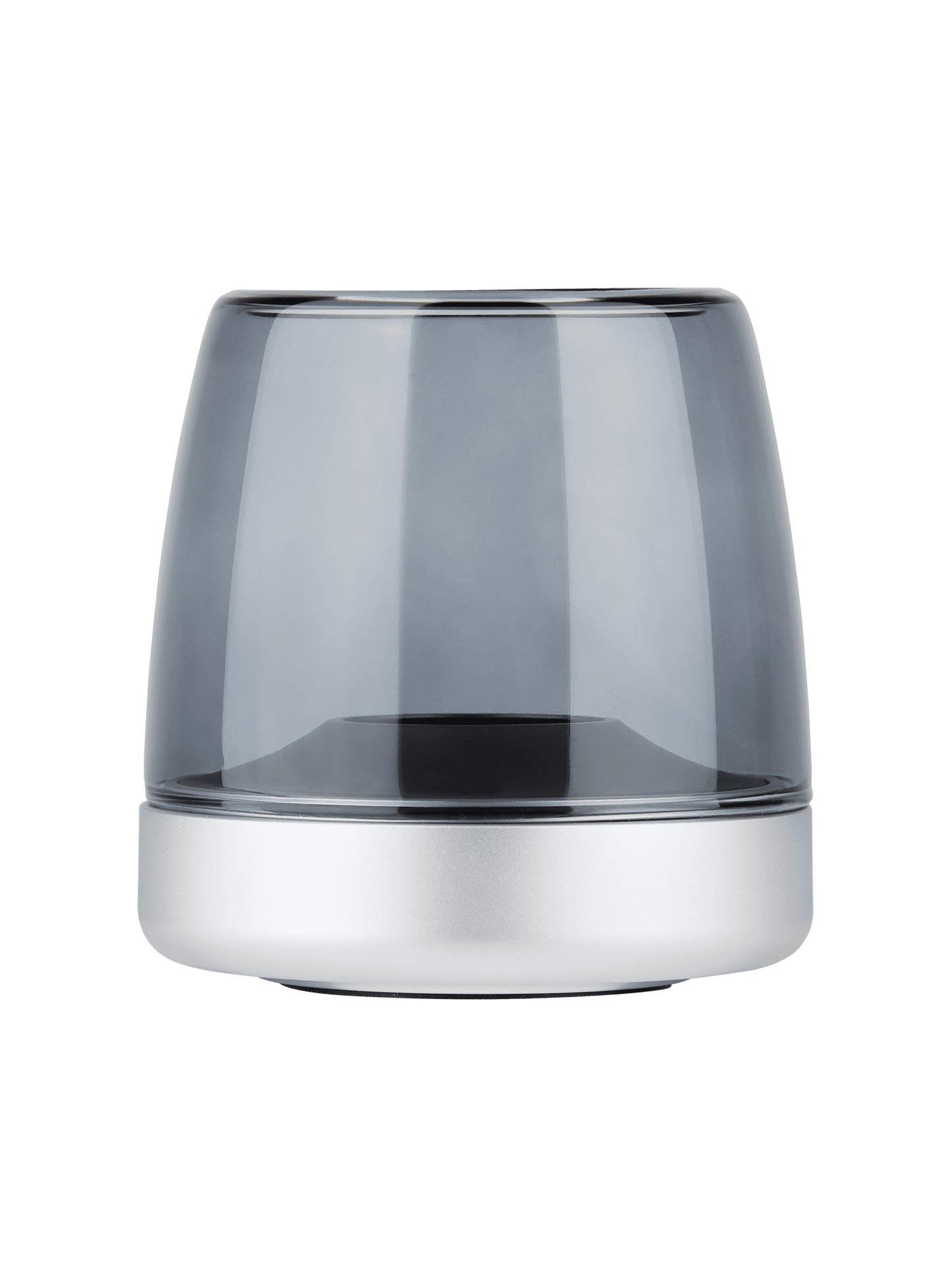 Glow 10 Frosted Silver by Kooduu – sleek brushed aluminum and glass candle holder for a luxurious flameless LED light experience.