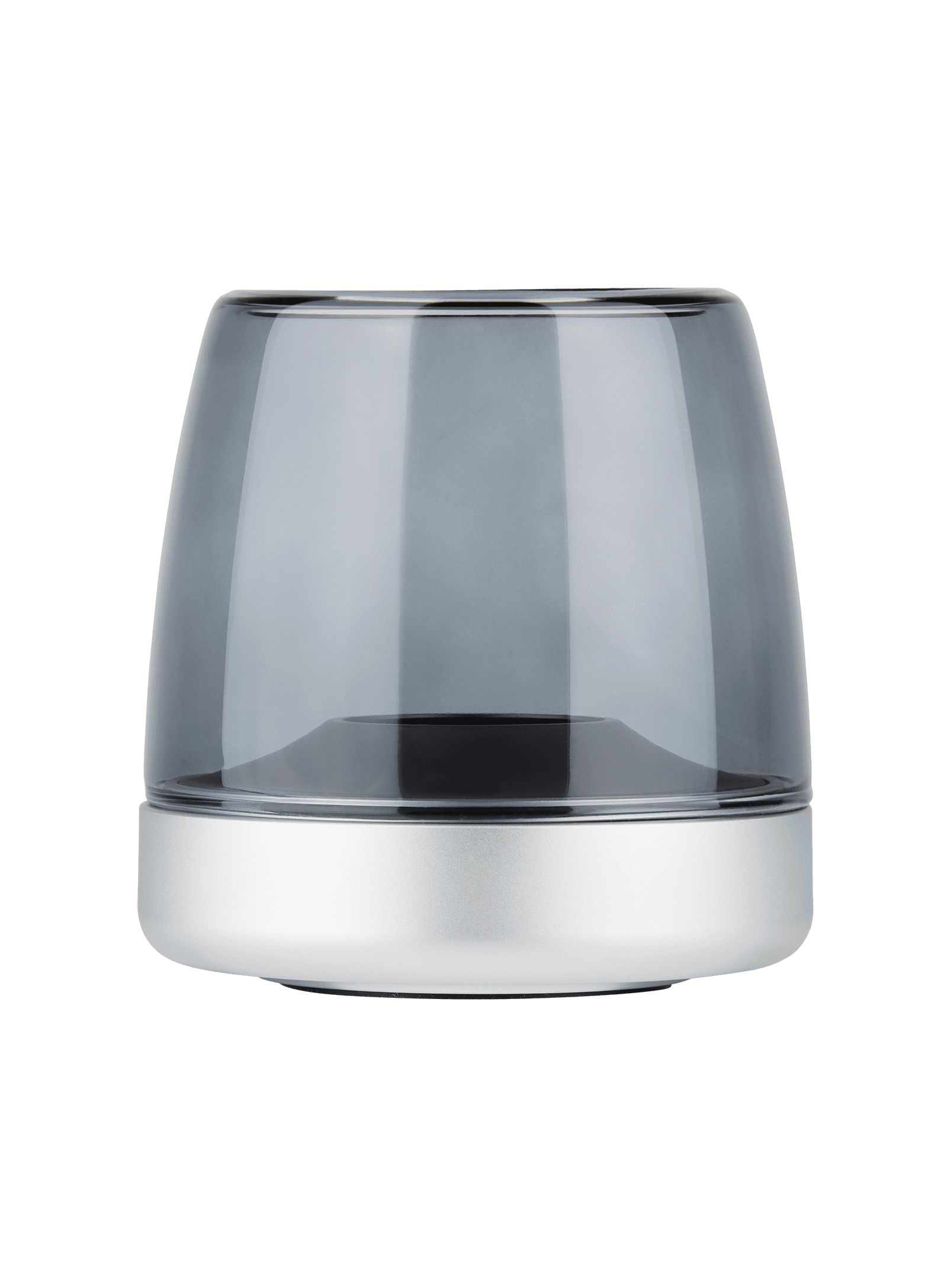 Glow 10 Frosted Silver by Kooduu – sleek brushed aluminum and glass candle holder for a luxurious flameless LED light experience.