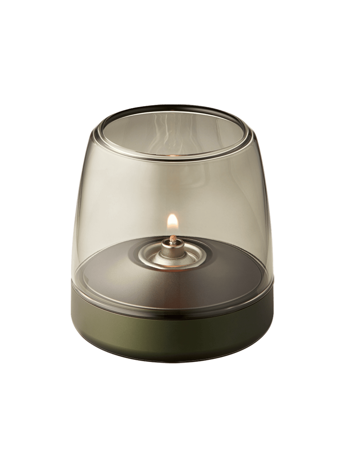 Danish-inspired Glow 10 Green by Kooduu – sleek, rechargeable candle holder with brushed aluminum for a modern, sophisticated look.