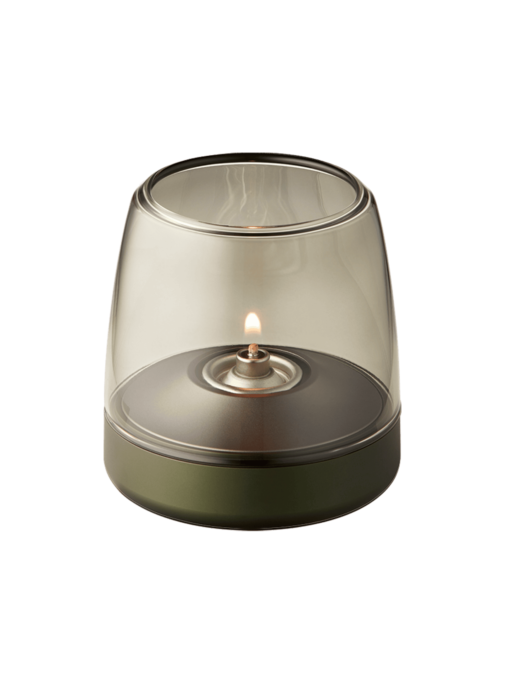 Danish-inspired Glow 10 Green by Kooduu – sleek, rechargeable candle holder with brushed aluminum for a modern, sophisticated look.