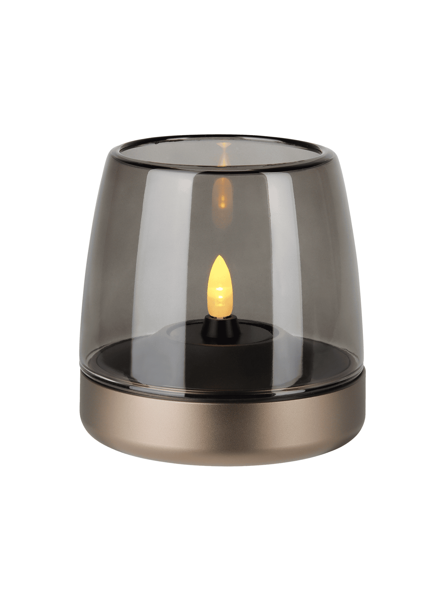 Kooduu Glow 10 Sepia – elegant flameless candle holder with rechargeable LED for over 100 hours of safe, stylish lighting.