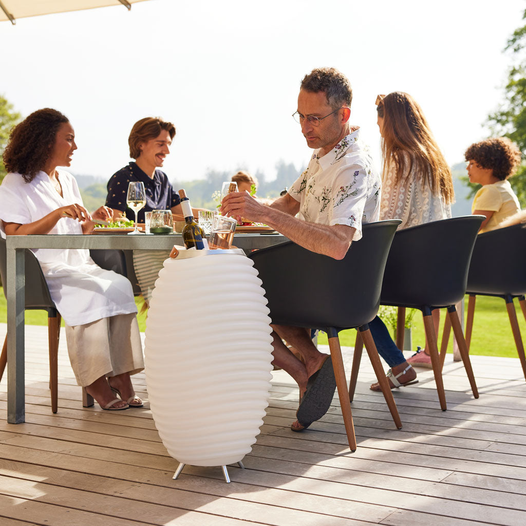 Get ready to impress your guests with the Kooduu Synergy 65 - the ultimate 3-in-1 device for home entertainment! Its LED lamp, Bluetooth speaker, and drinks cooler make it the perfect accessory for any occasion, and its high-quality audio ensures your favorite tunes sound better than ever.