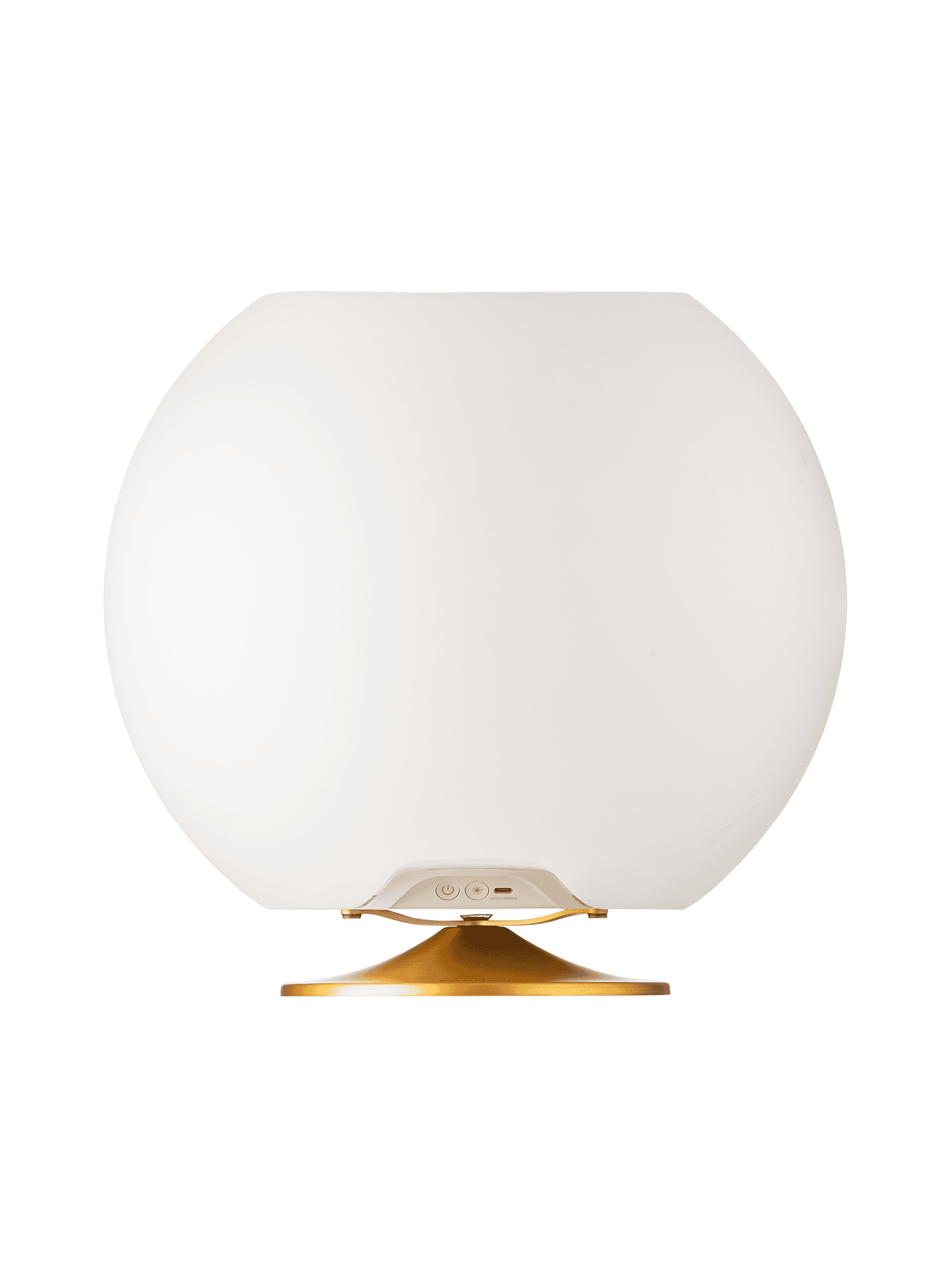 Kooduu Sphere Brass – LED lamp and speaker with drink cooler, perfect for dinner parties and social gatherings.