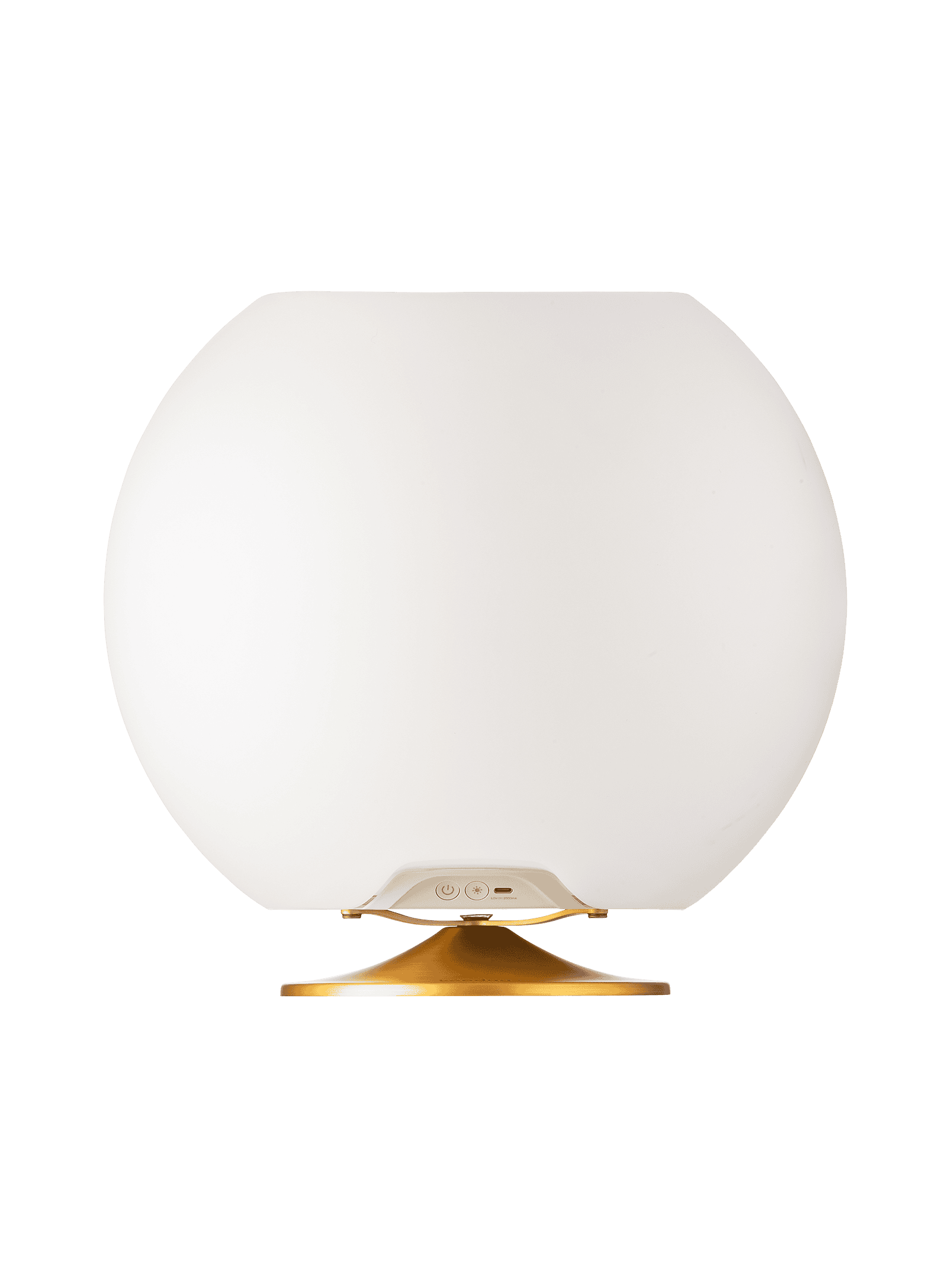 Kooduu Sphere Brass – LED lamp and speaker with drink cooler, perfect for dinner parties and social gatherings.