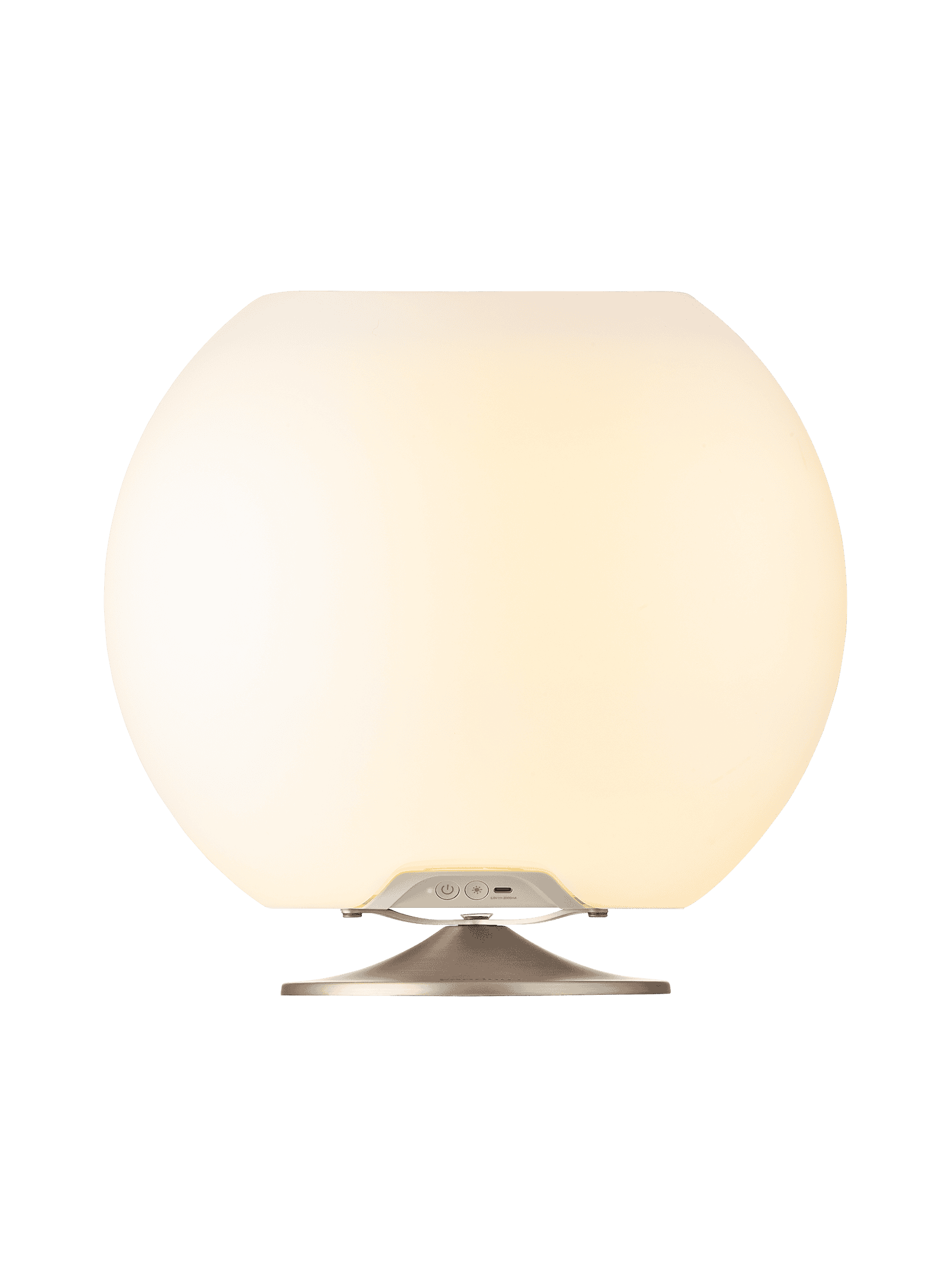 Sphere Brushed Silver by Kooduu – portable LED lamp, Bluetooth speaker, and drink cooler for modern home entertainment.