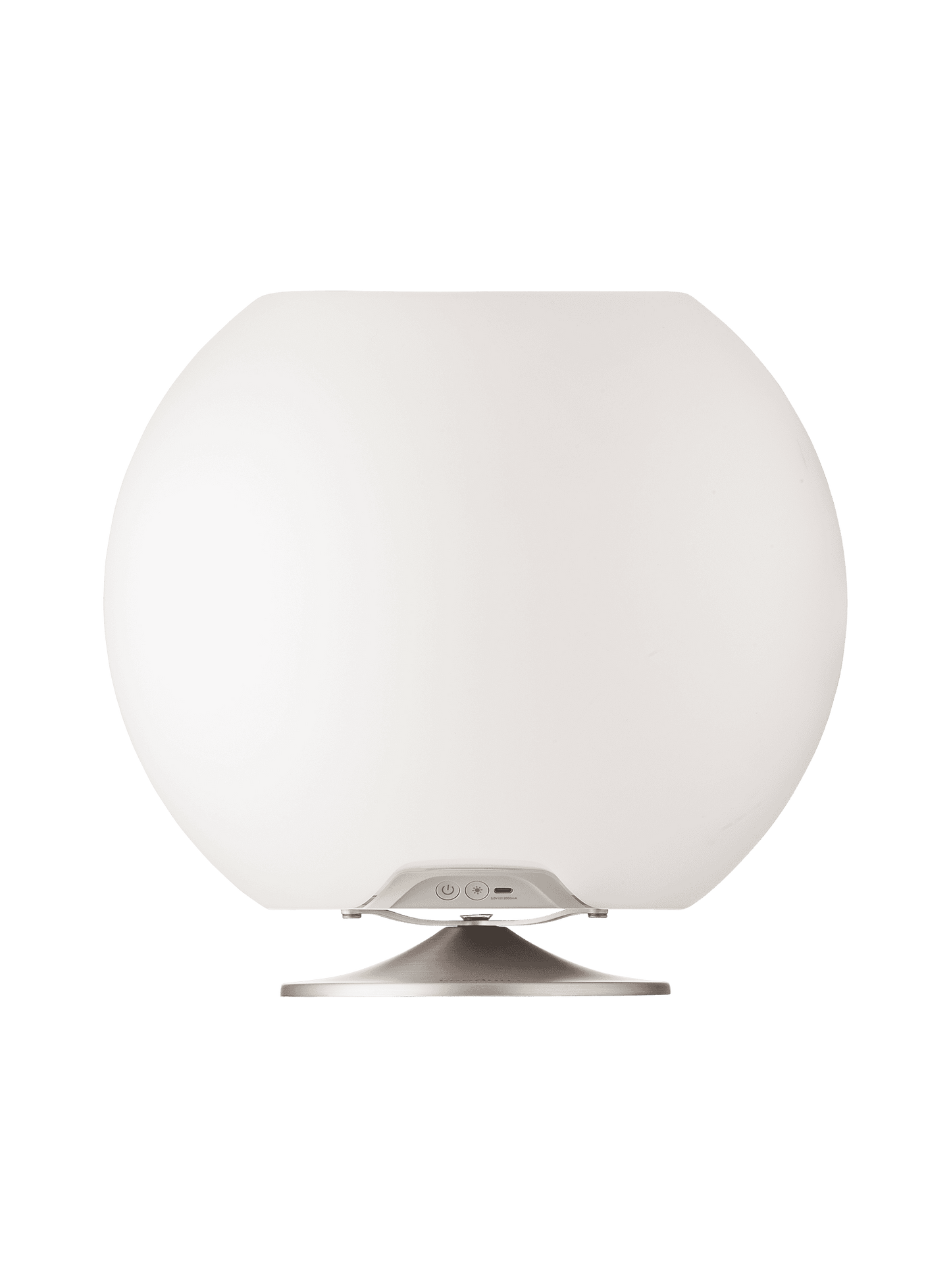 Sphere Brushed Silver by Kooduu – stylish LED lamp with built-in Bluetooth speaker and drink cooler for modern entertaining.