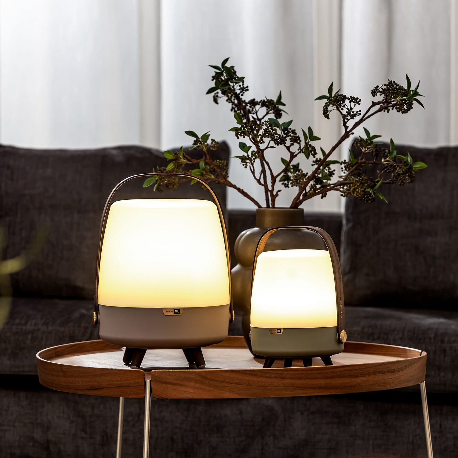 Scandinavian Lite-up Play Earth, warm light with brass accents, for Canadian homes.