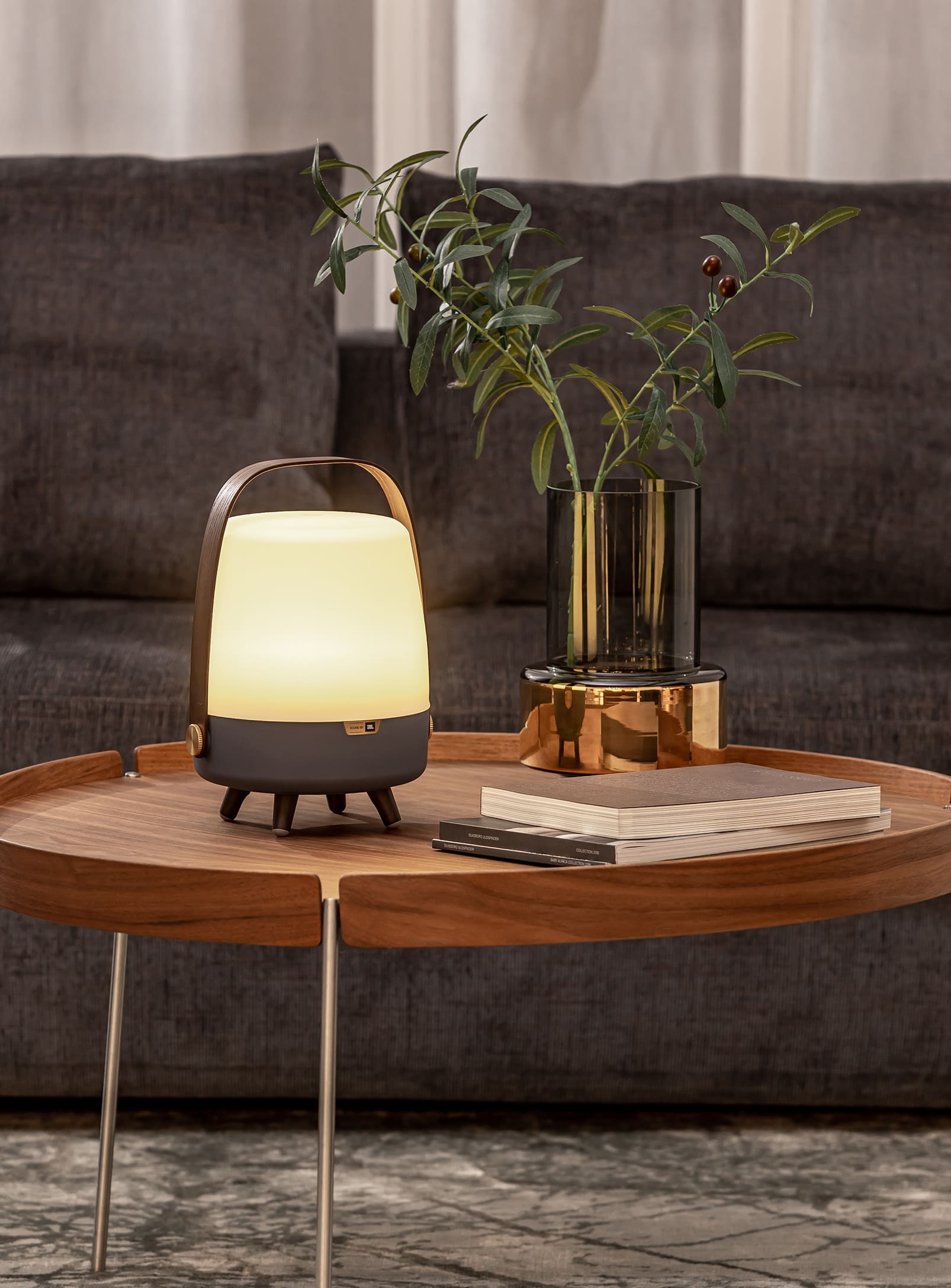 Kooduu Lite-up Play Mini Ocean Blue – stylish speaker lamp with Bluetooth JBL sound and dimmable lighting for any occasion.