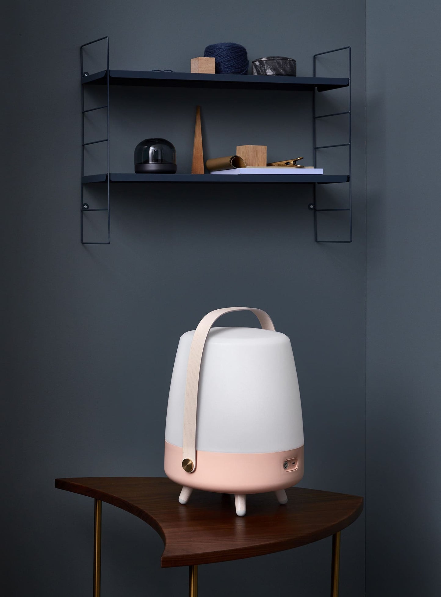 Kooduu Lite-up Play Light Rose – Bluetooth-enabled LED lamp with wooden legs, perfect for music and mood lighting at home or on the go.