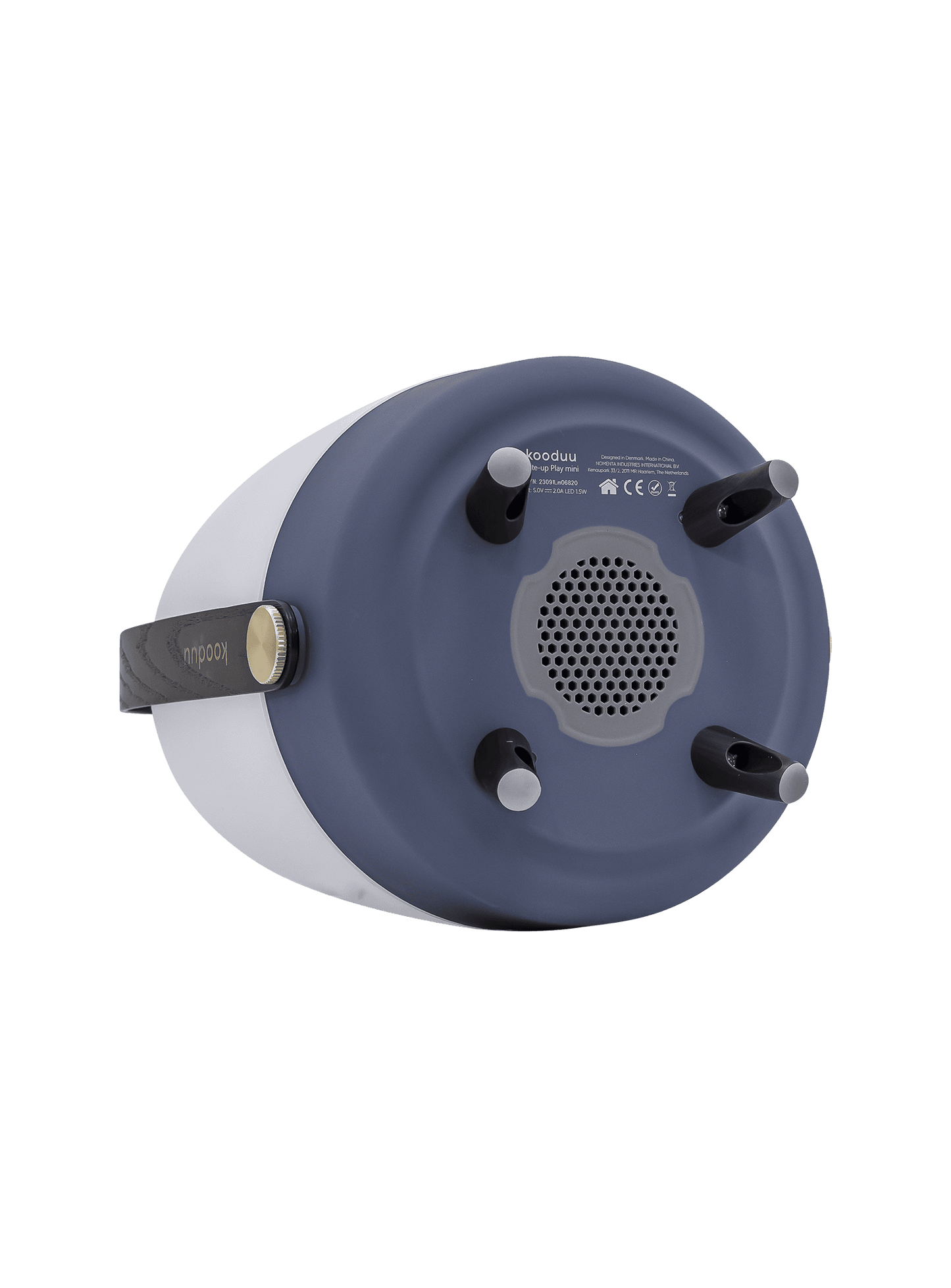 Lite-up Play Mini Ocean Blue by Kooduu – rechargeable Bluetooth speaker lamp with warm light and JBL sound for any setting.