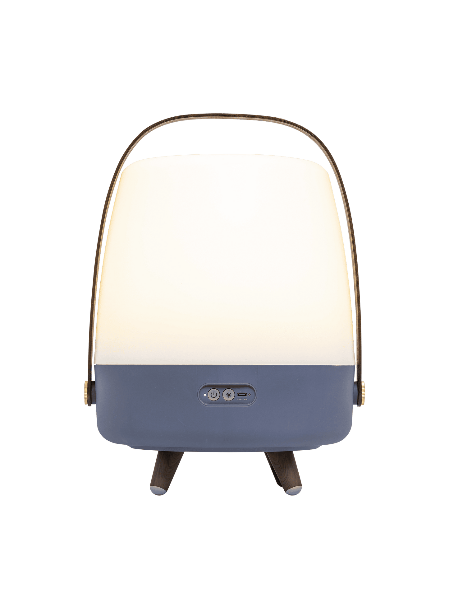 Kooduu Lite-up Play Ocean Blue – portable LED speaker lamp with wooden legs, offering warm light and exceptional sound quality.