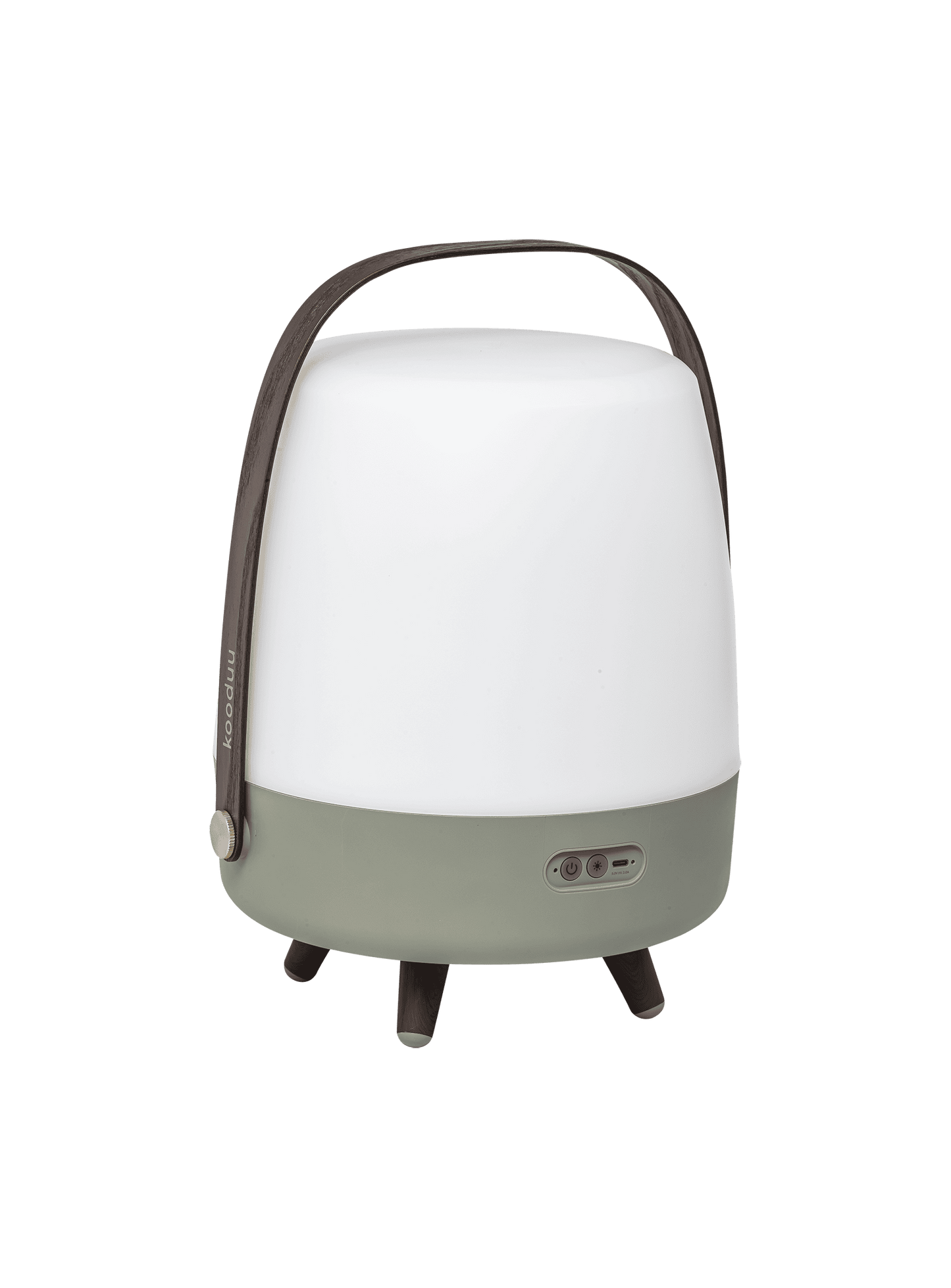 Lite-up Play Petroleum by Kooduu – eco-friendly LED lamp with JBL sound, FSC-certified wooden handle, and brass accents.