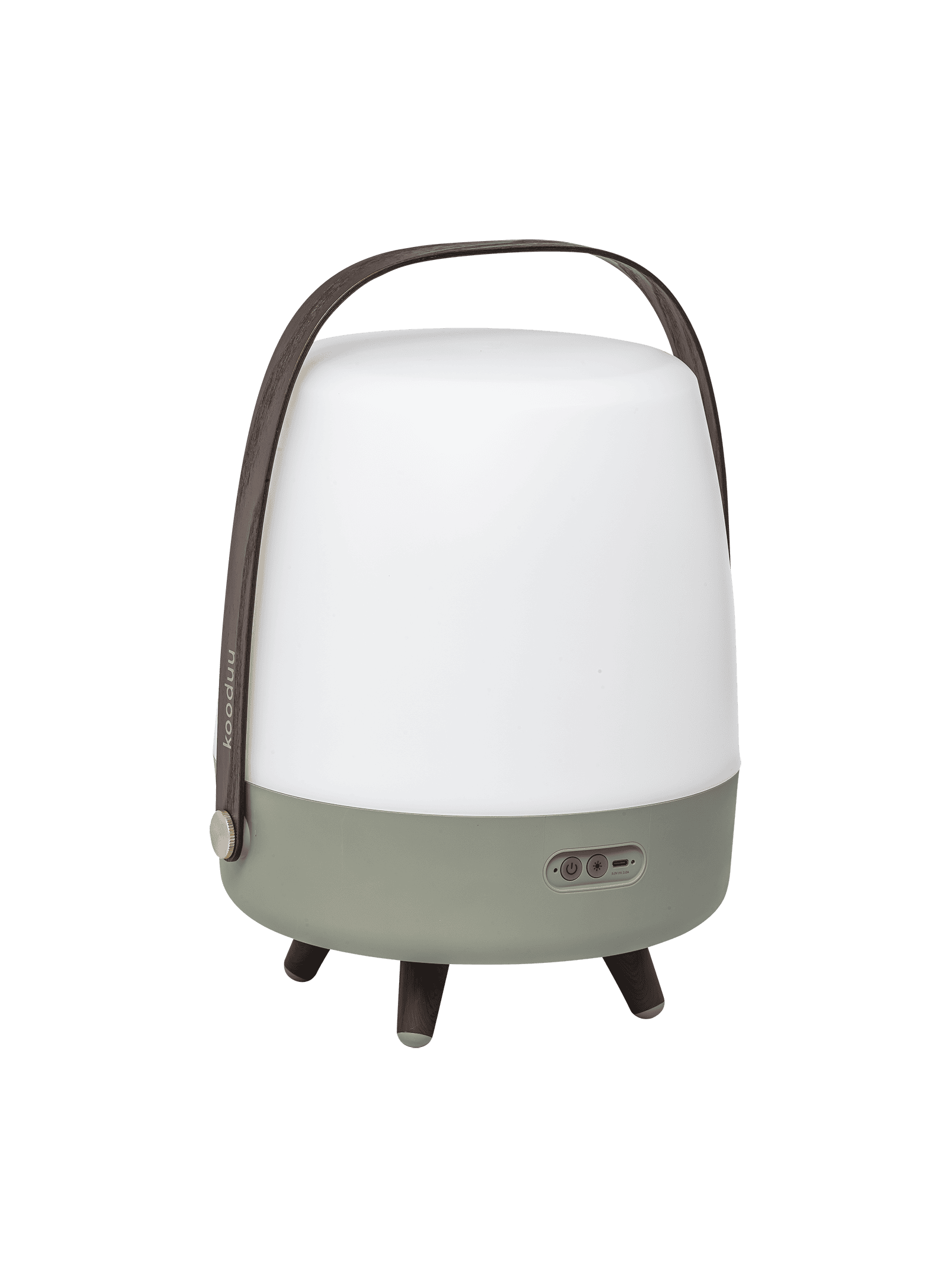 Lite-up Play Petroleum by Kooduu – eco-friendly LED lamp with JBL sound, FSC-certified wooden handle, and brass accents.