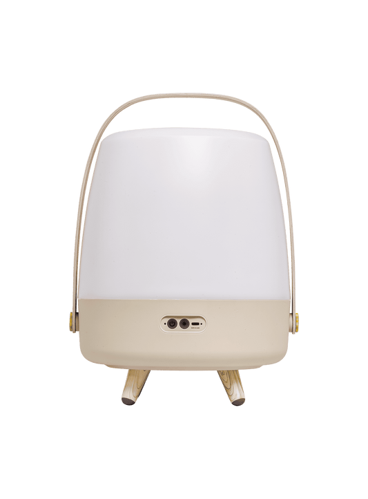 Lite-up Play Sand by Kooduu – portable LED lamp with Bluetooth speaker, offering warm lighting and high-quality sound.