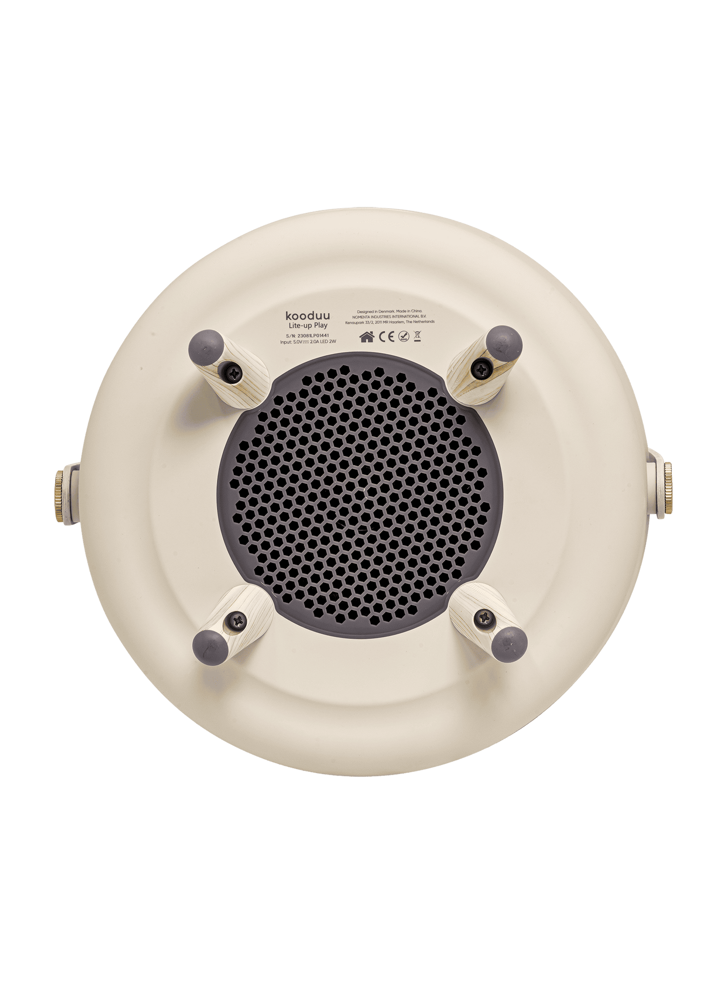 Kooduu Lite-up Play Sand – rechargeable LED lamp with Bluetooth JBL speaker and brass accents for a luxurious design.