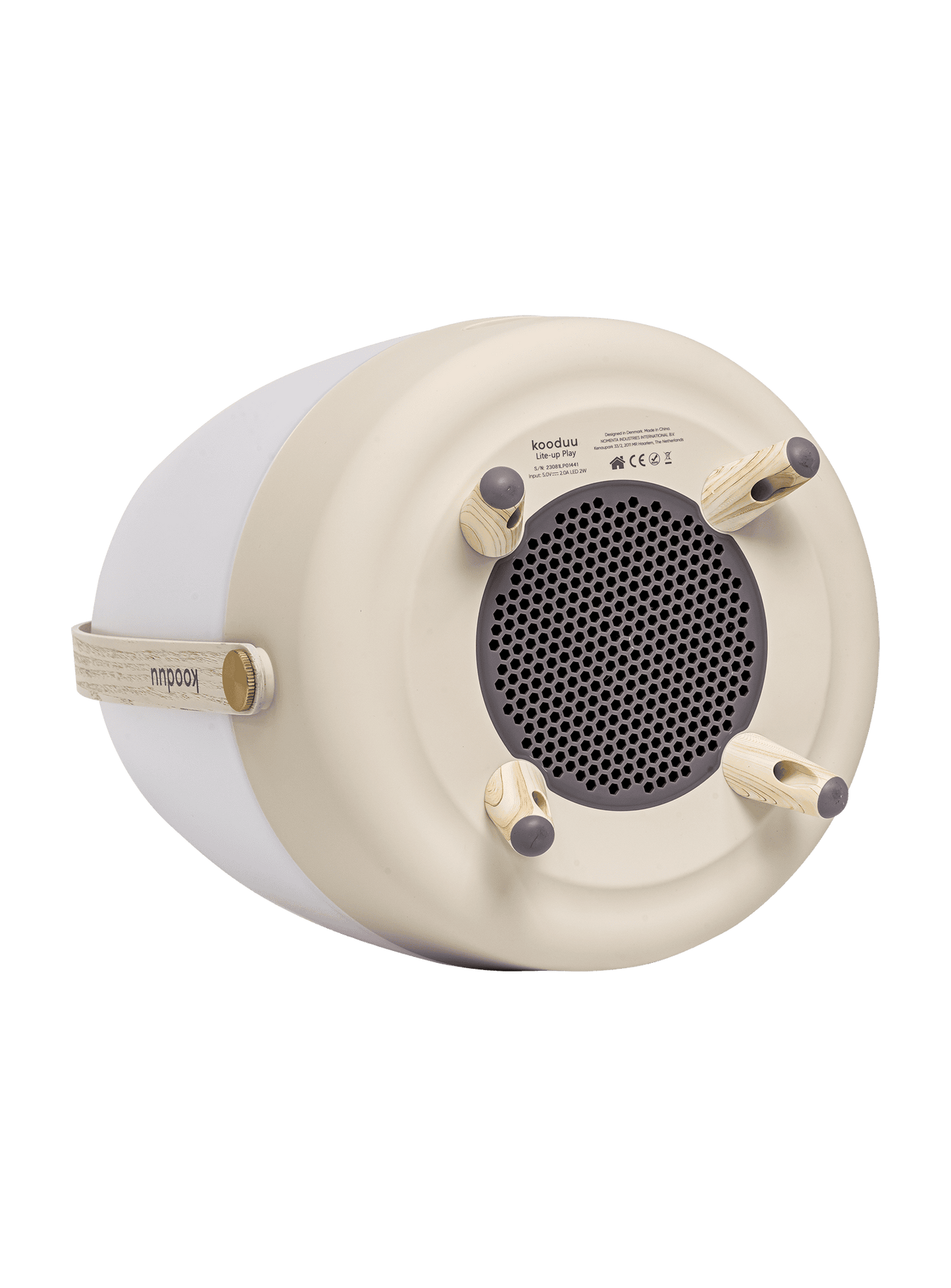 Lite-up Play Sand by Kooduu – dimmable LED lamp with 3000K warm light temperature and JBL True Wireless Stereo sound.