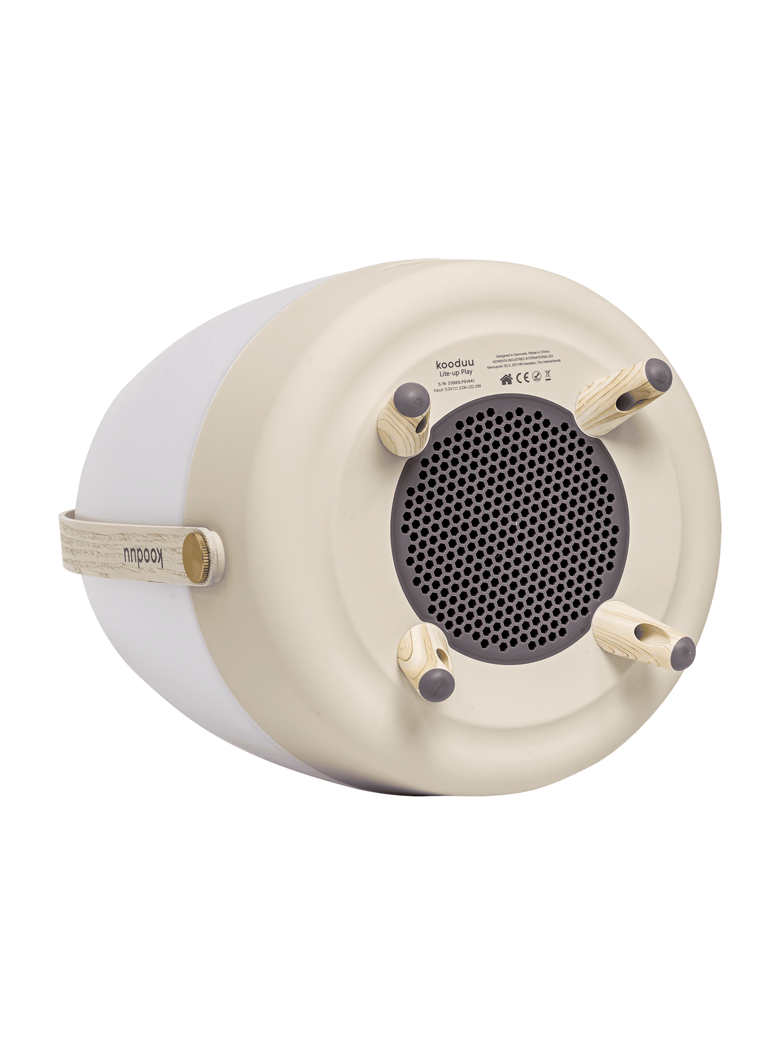 Lite-up Play Sand by Kooduu – dimmable LED lamp with 3000K warm light temperature and JBL True Wireless Stereo sound.