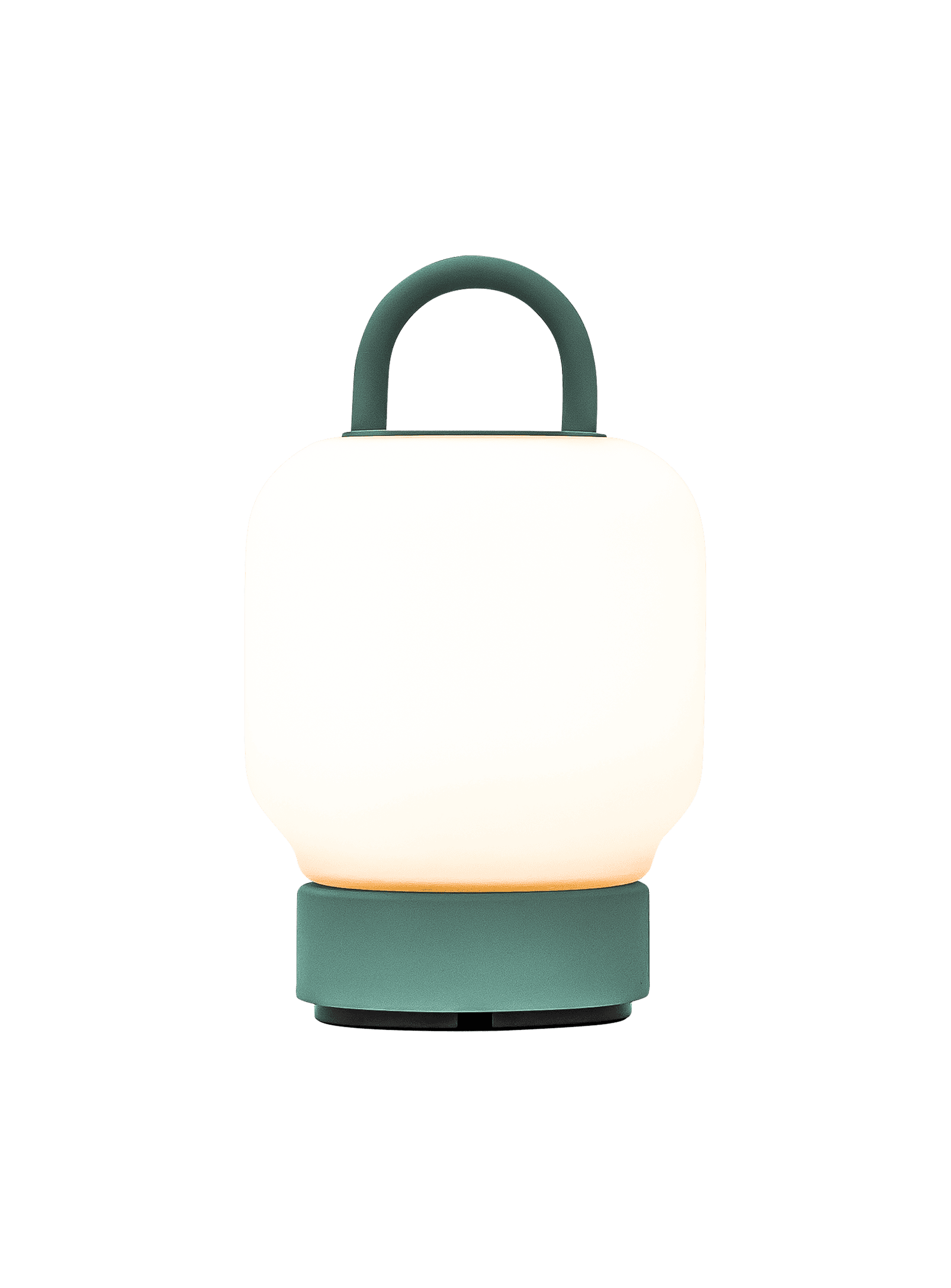 Loome Smoky Teal by Kooduu – compact LED table lamp with warm light, steel handle, and modern design for home or office.