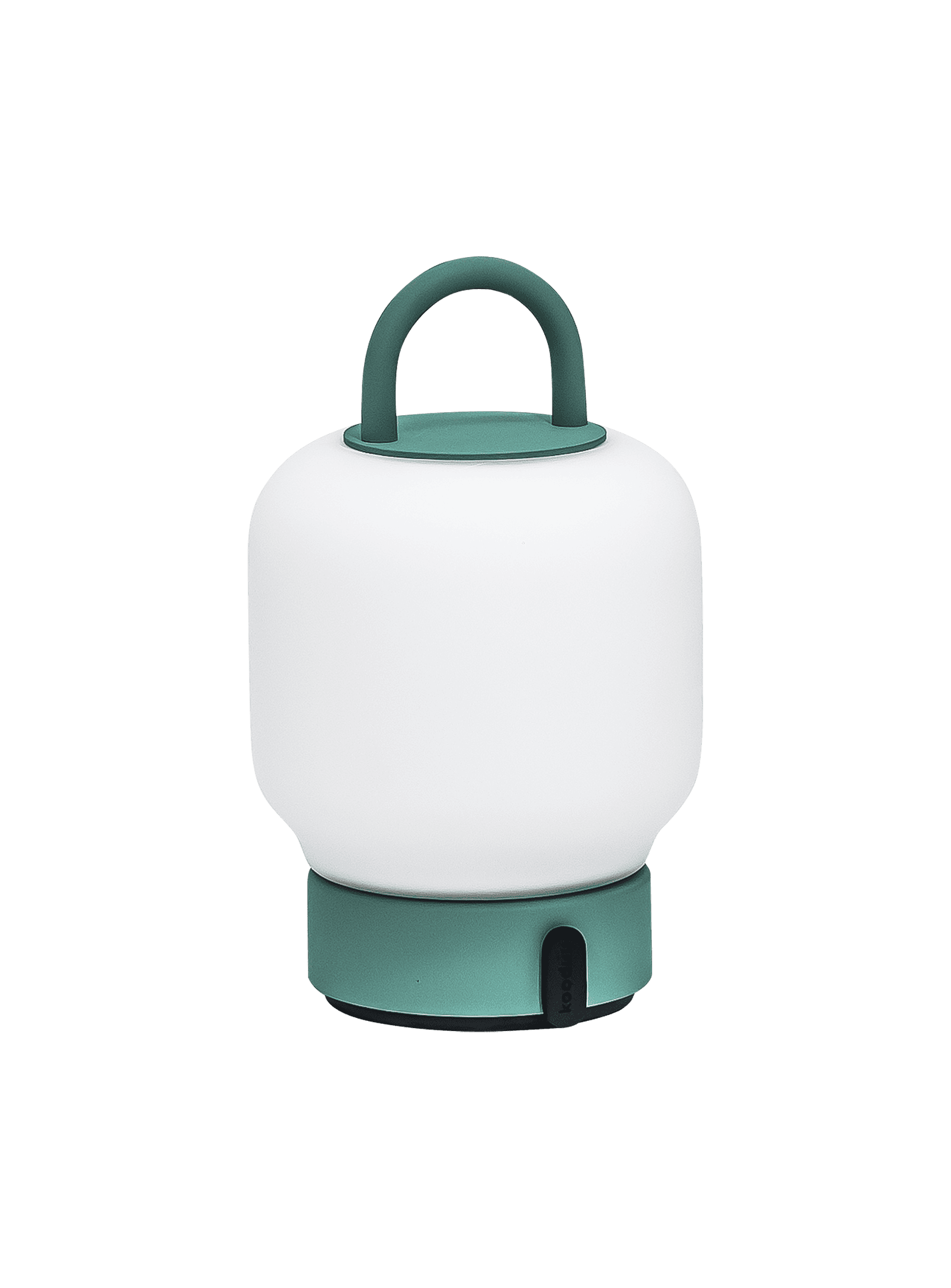 Kooduu Loome Smoky Teal – portable LED lamp with dimmable lighting and USB charging dock, perfect for creating a cozy ambiance.