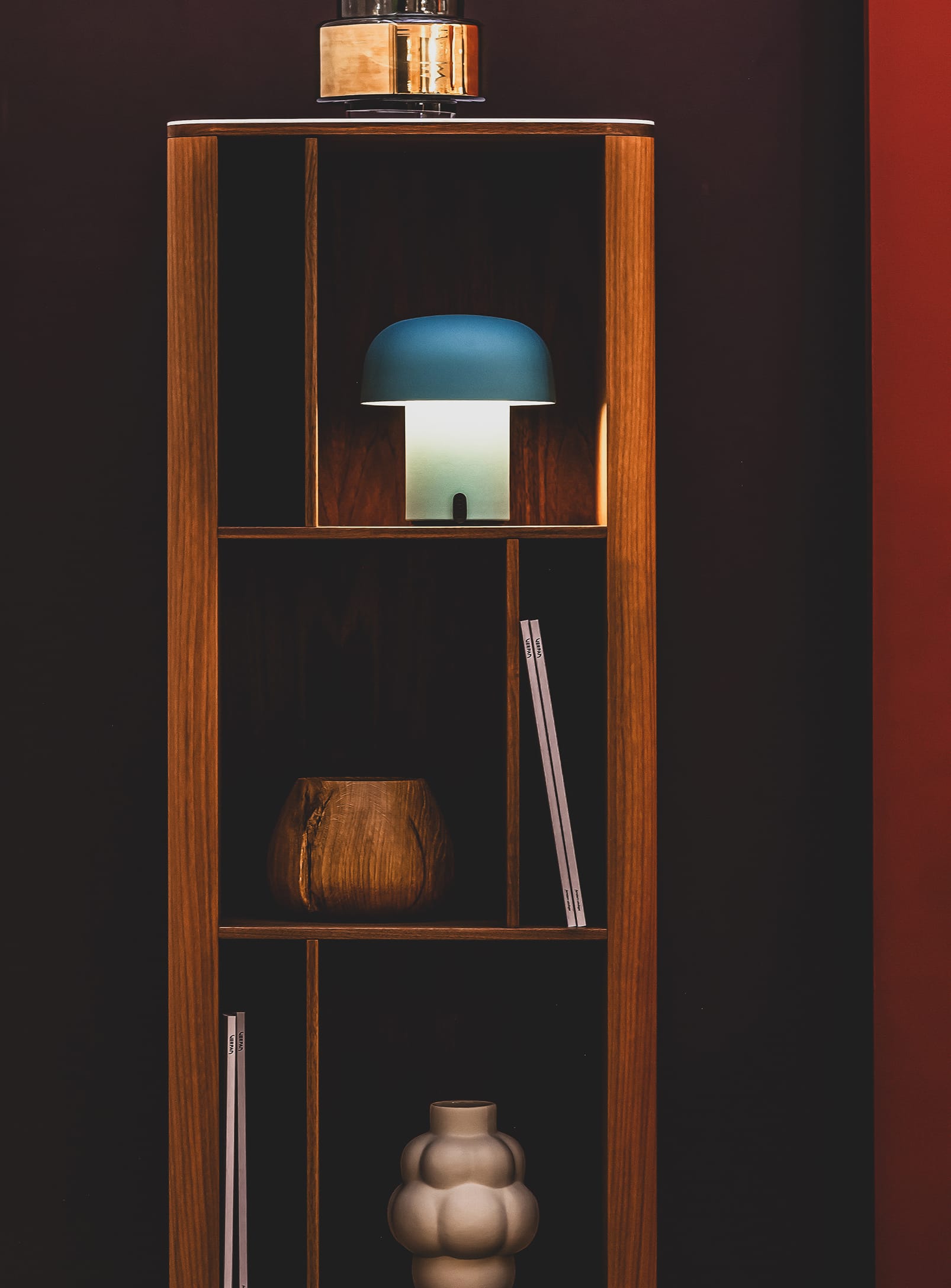 Sensa Smoky Teal by Kooduu – portable LED lamp with adjustable brightness and USB charging dock for modern convenience.