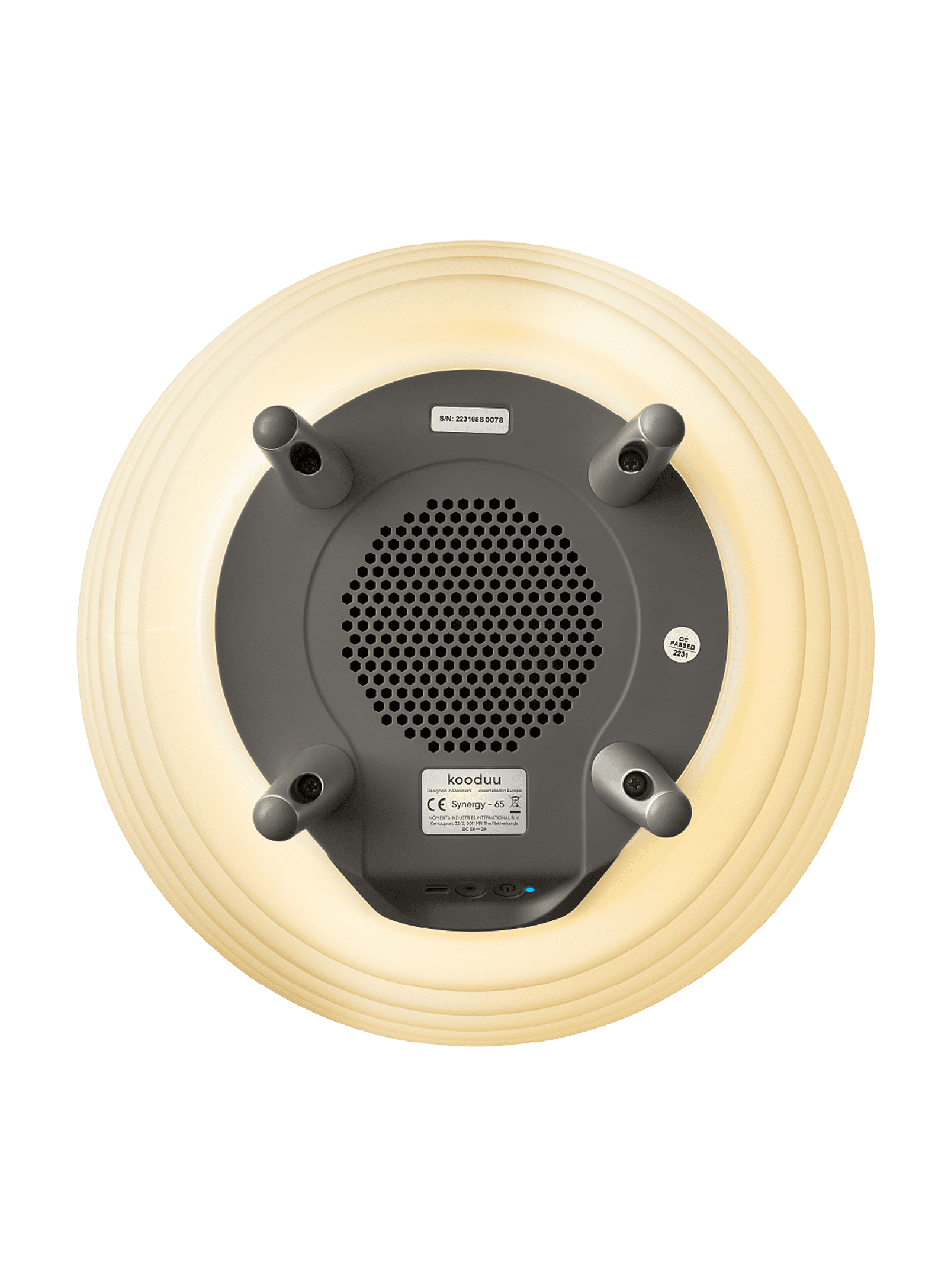 Synergy 65 by Kooduu – 3-in-1 LED lamp, Bluetooth speaker, and drinks cooler with adjustable lighting and high-quality audio for any event.