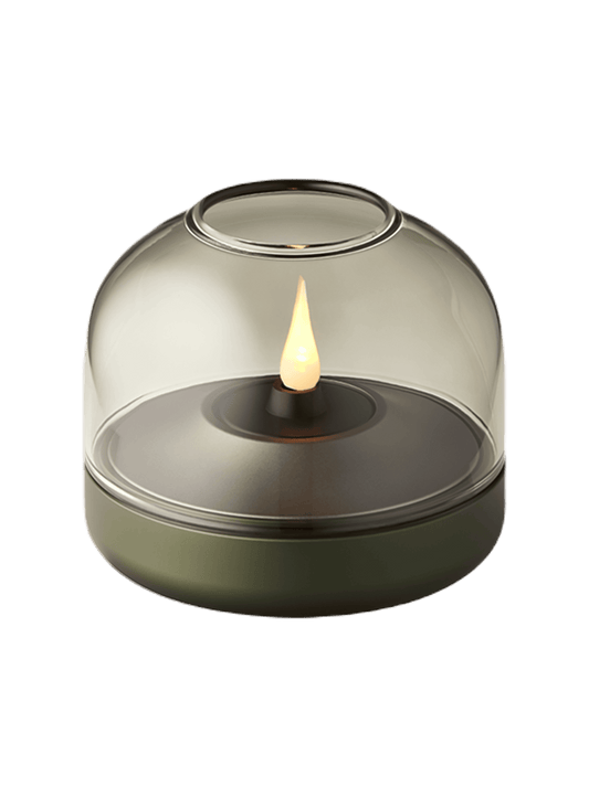 Kooduu Glow 08 Green – luxurious flameless candle holder with rechargeable Shine LED candle for safe, stylish lighting.