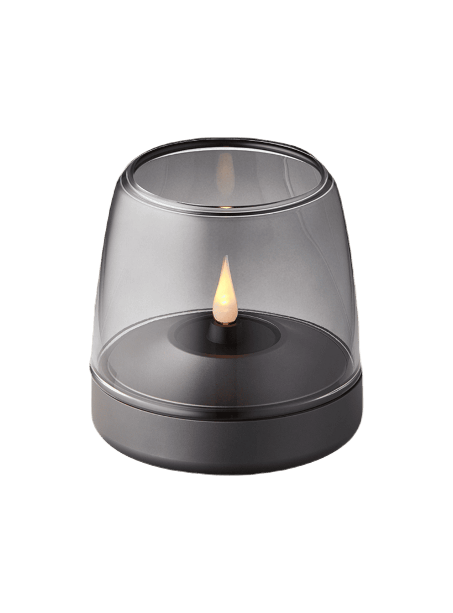 Kooduu Glow 10 Smokey Grey – sleek flameless candle holder with rechargeable LED candle for safe, long-lasting home lighting.